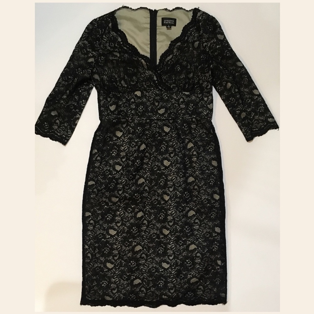 Adrianna Papell Black Lace Midi Dress